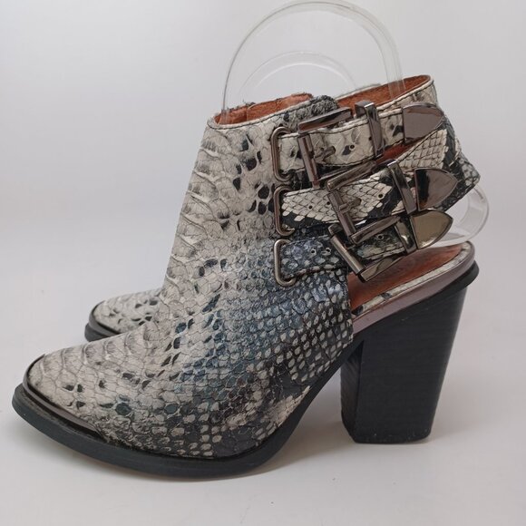 Jeffrey Campbell Ankle Booties Ibeza Carlton Snake Python Buckle Heels Size 6.5 - Picture 2 of 16